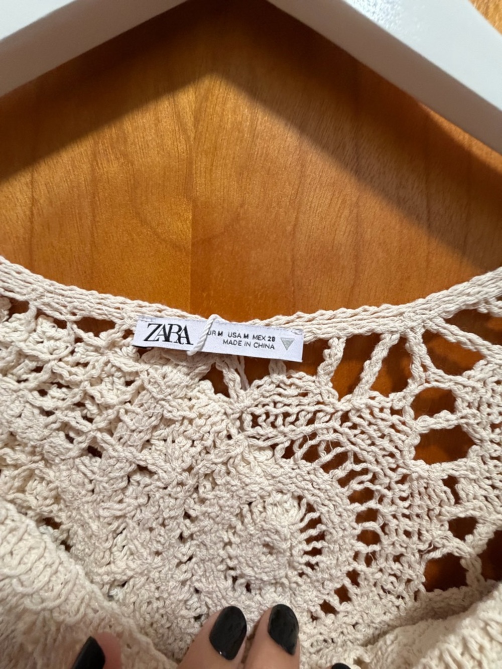 Zara Crochet Openwork Top - Cream - Picture 3 of 5